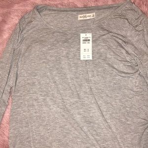 Grey and White Striped Abercrombie Tee